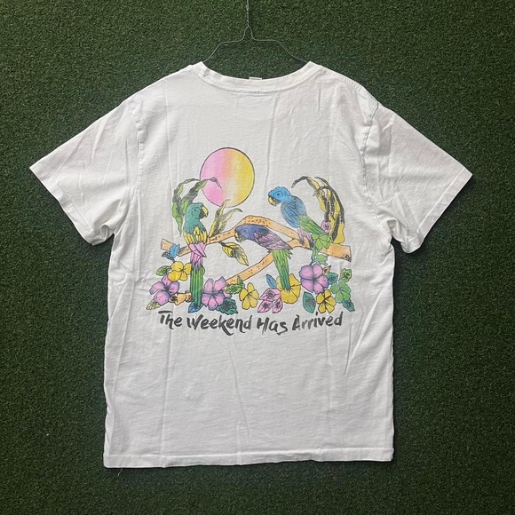 Vintage 90s Chubbies Single Stitch The Weekend Has Arrived Pocket‎ Tee Shirt - Picture 2 of 6